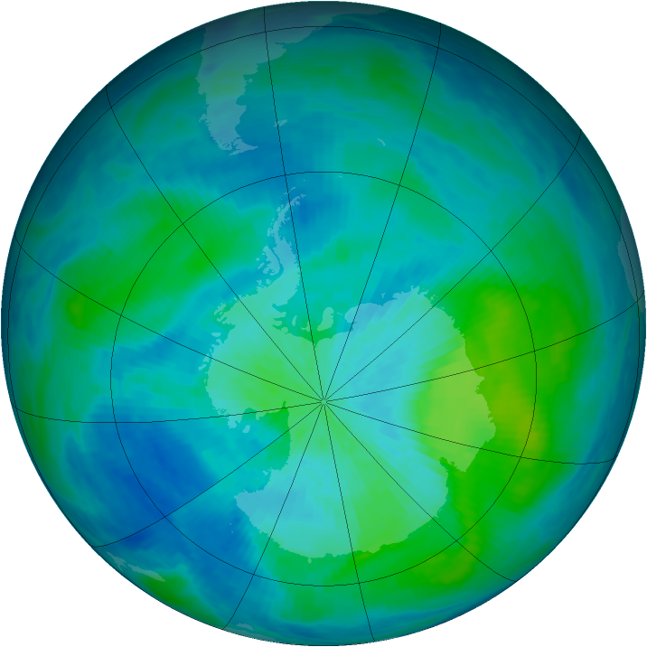 Antarctic ozone map for 04 March 1993